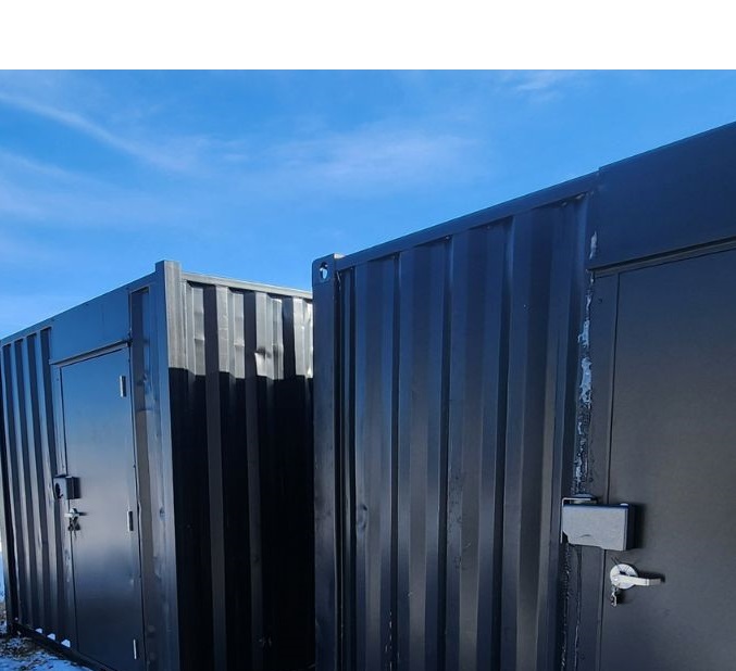 10&prime; Used Cutdown Shipping Container w/Man Door (Black) - Container Consultants Australia